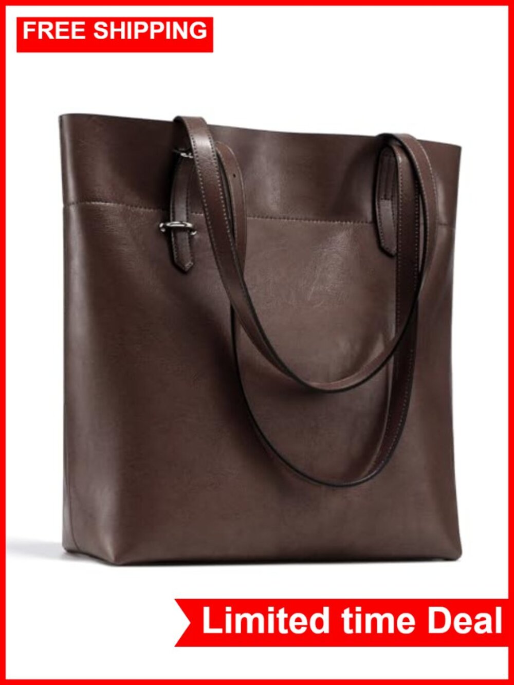 Genuine Leather Tote Bag for Women, Large Shoulder Bag with Adjustable Straps